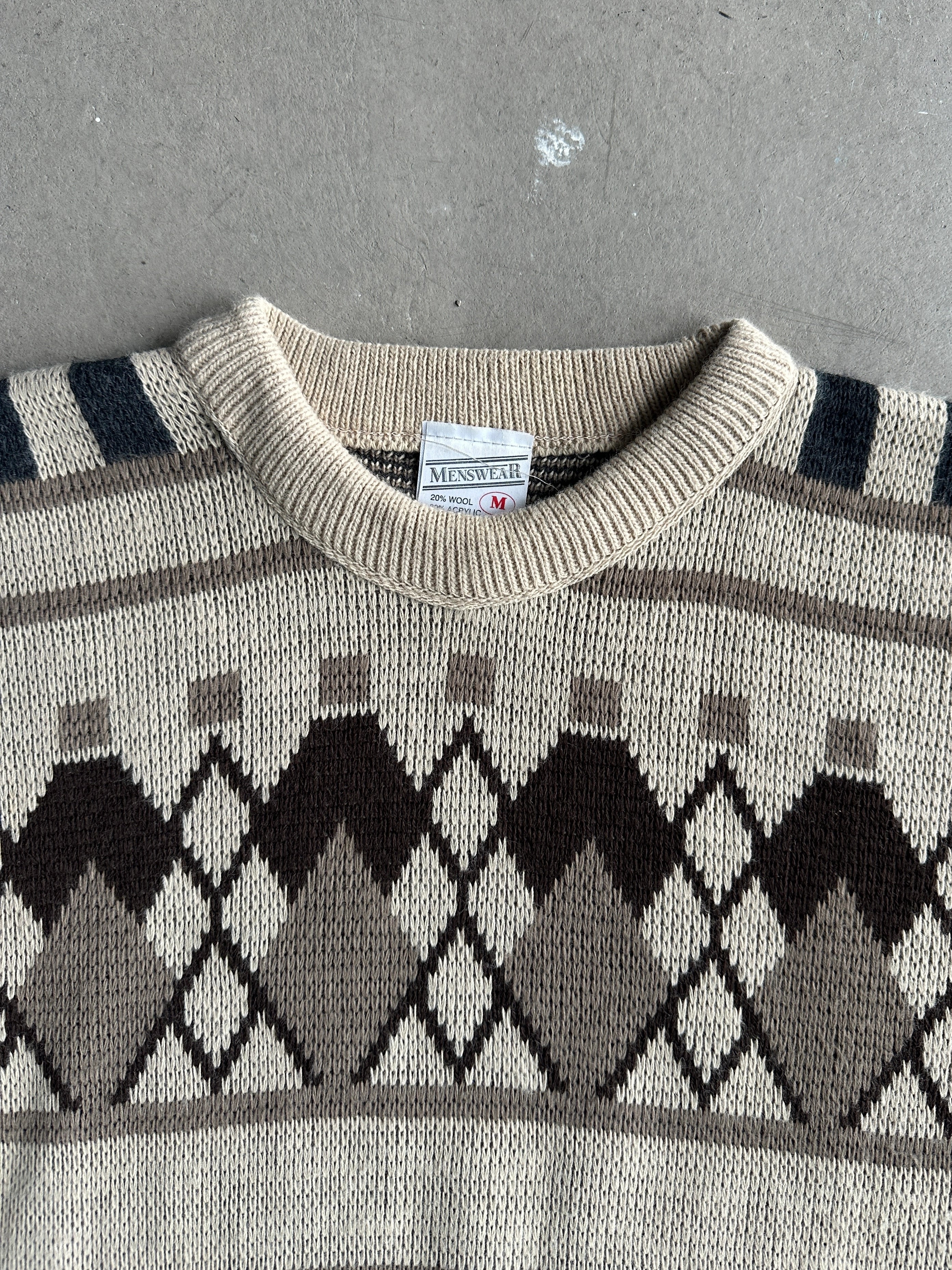 1990s JACQUARD KNIT ROUND NECK JUMPER