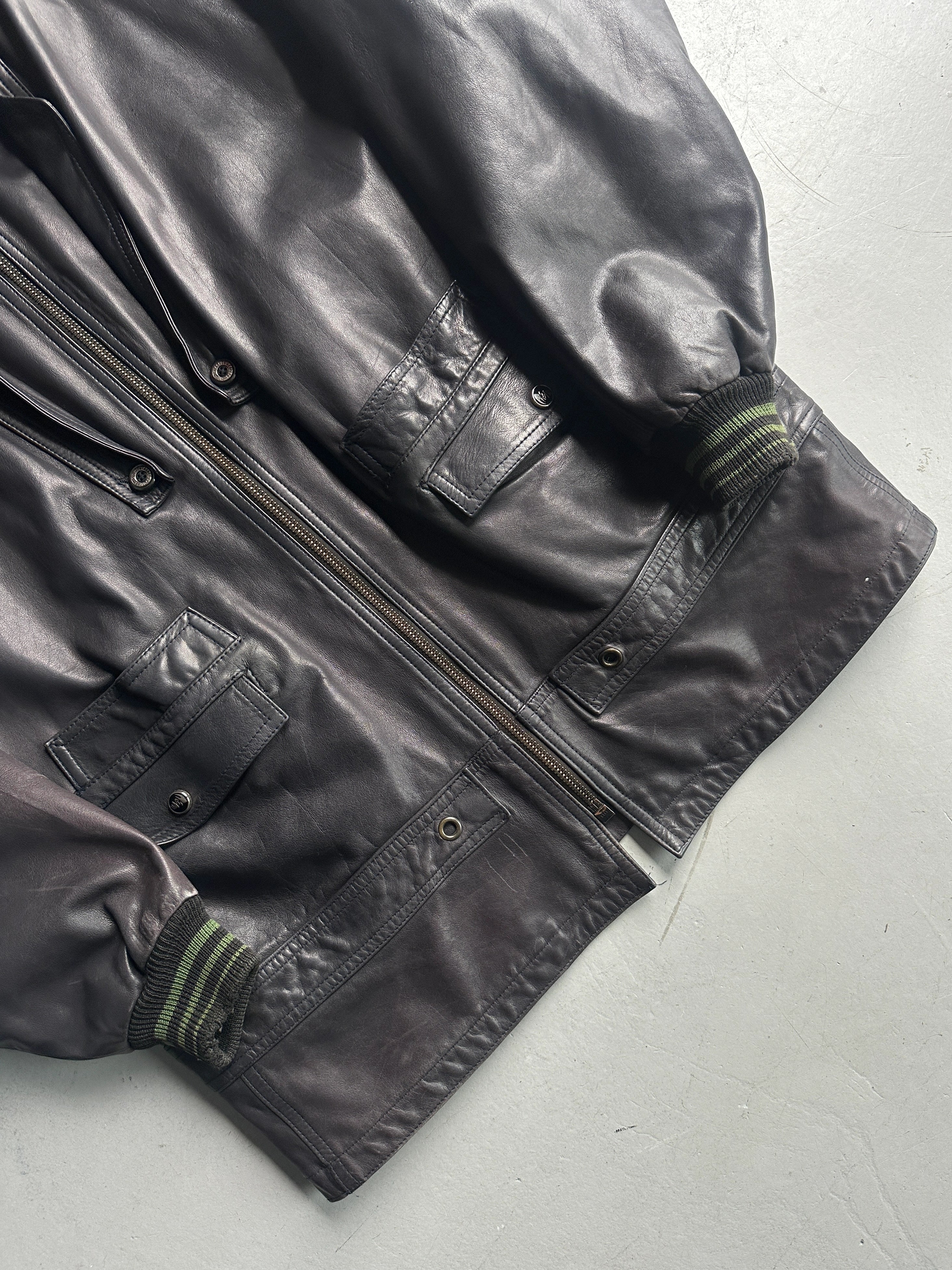 MARITHÉ + FRANÇOIS GIRBAUD X COMPAGNIE DES MONTAGNES & DES FORETS - 1980s LAYERED FRONT LEATHER JACKET