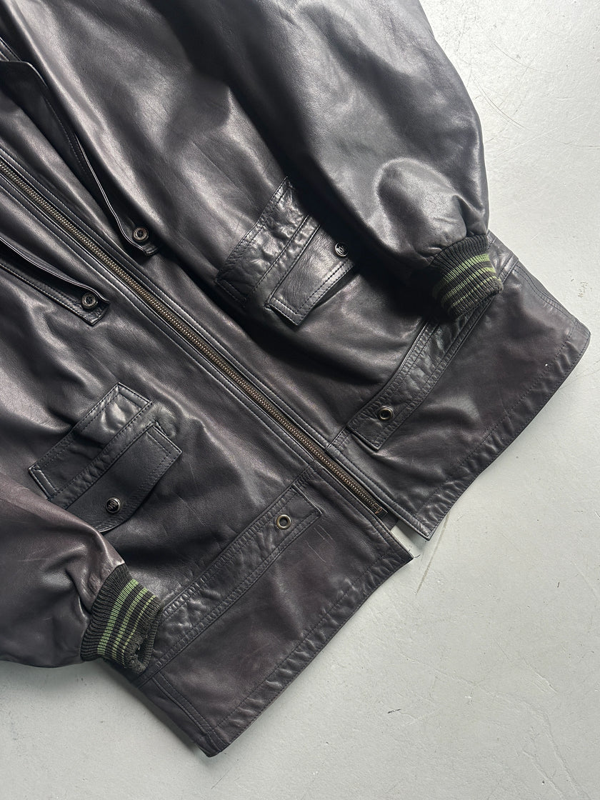 MARITHÉ + FRANÇOIS GIRBAUD X COMPAGNIE DES MONTAGNES & DES FORETS - 1980s LAYERED FRONT LEATHER JACKET