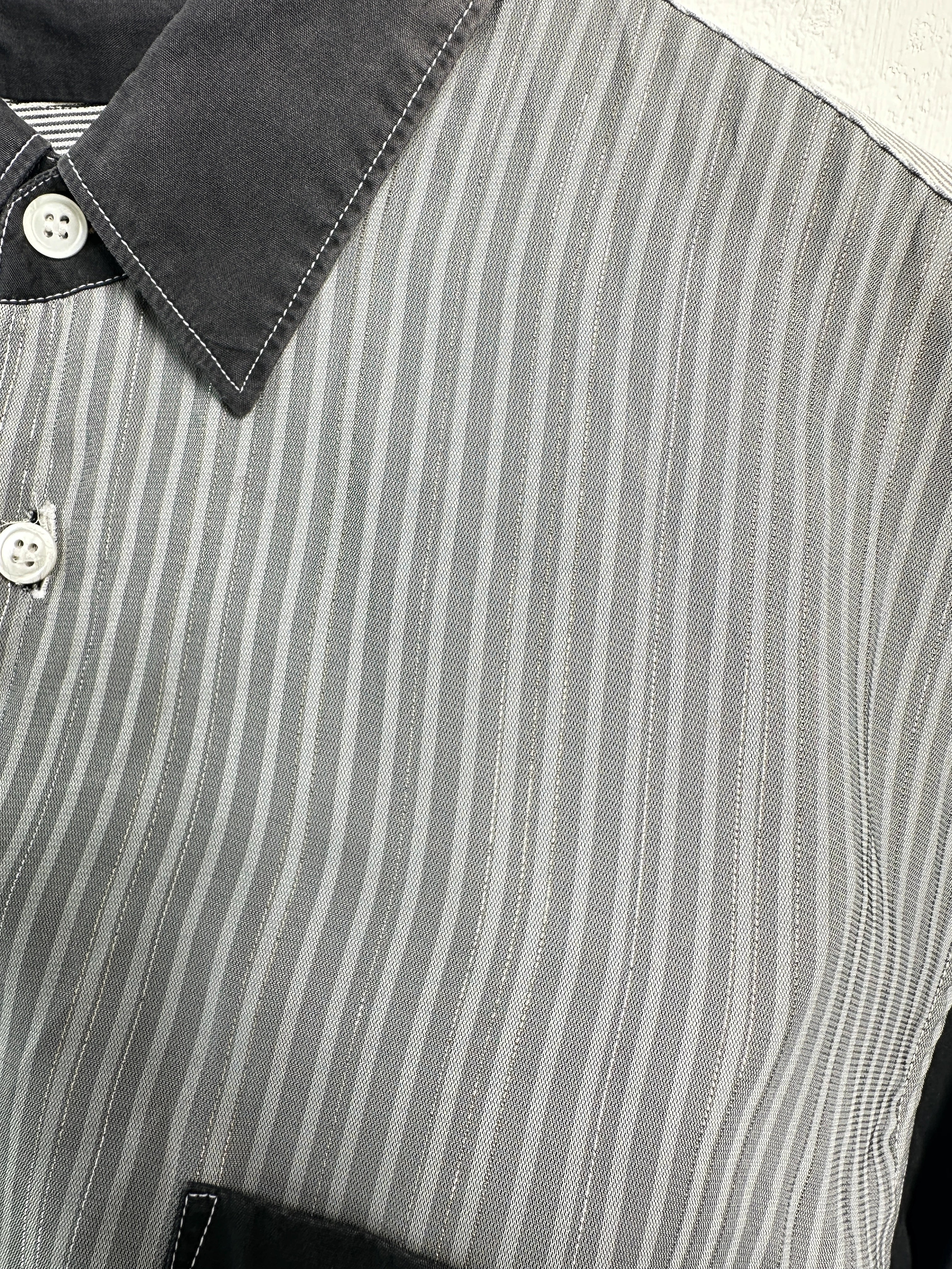 COMME DES GARÇONS - early 2000s PANELED LONG SLEEVE SHIRT WITH CONTRASTING SLEEVE AND BACK
