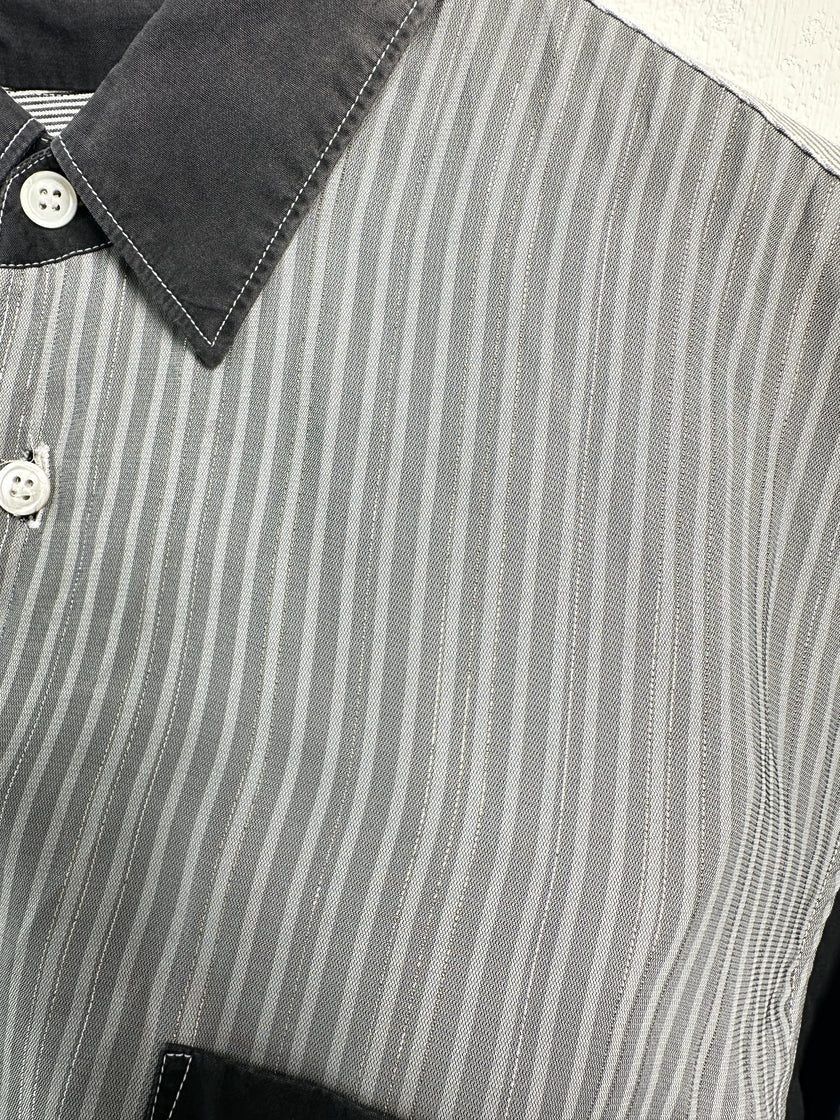 COMME DES GARÇONS - early 2000s PANELED LONG SLEEVE SHIRT WITH CONTRASTING SLEEVE AND BACK