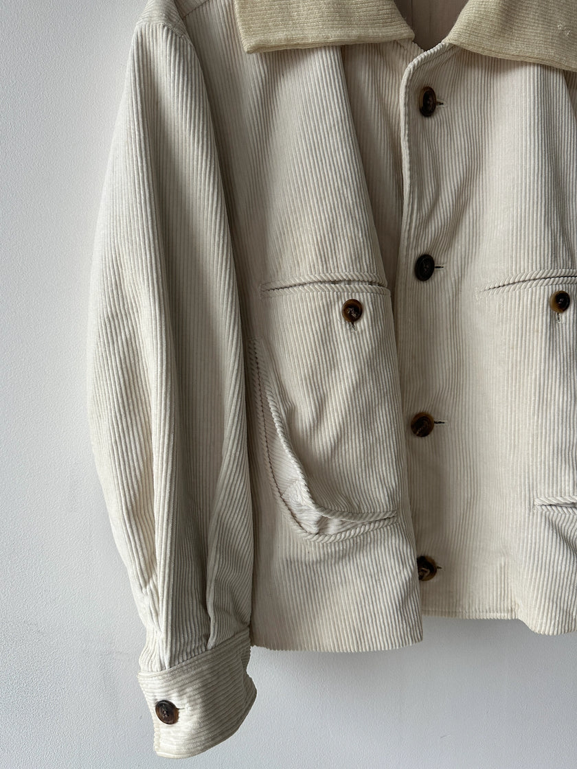 ISSEY MIYAKE - 1990s CROP FIT CORDUROY JACKET WITH SQUARE COLLAR
