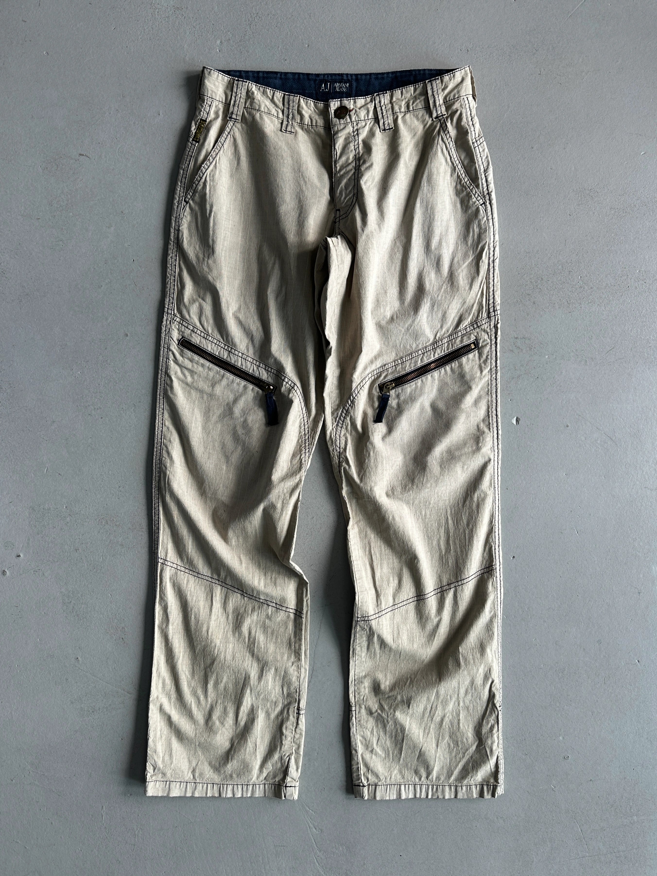 ARMANI JEANS - 1990s CONTRAST STITCHING REGULAR FIT TROUSERS