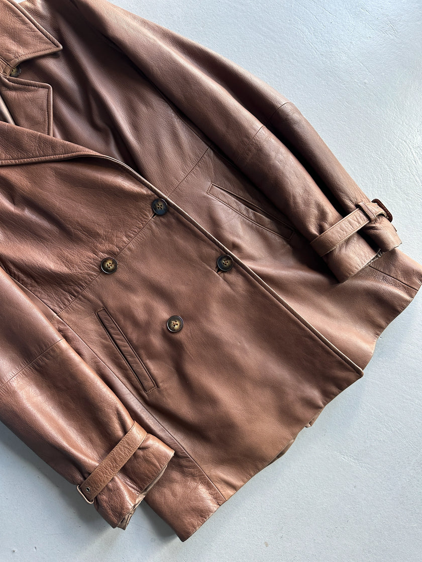 EMPORIO ARMANI - 1980s DOUBLE BREASTED LEATHER JACKET