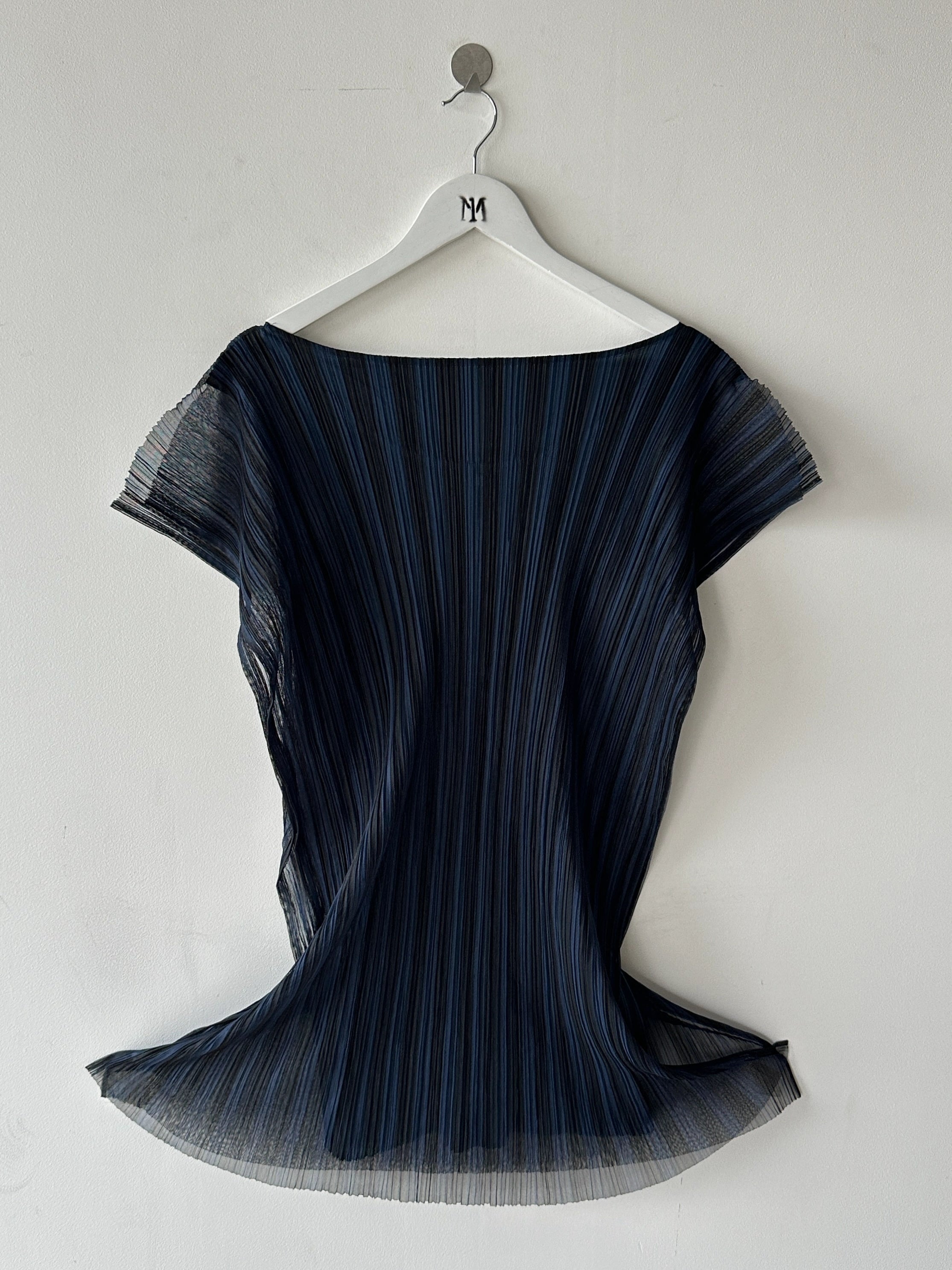 ISSEY MIYAKE - 2000s LAYERED LONGLINE TOP WITH SHEER MESH OVERLAY