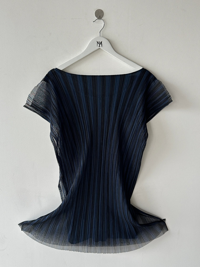 ISSEY MIYAKE - 2000s LAYERED LONGLINE TOP WITH SHEER MESH OVERLAY