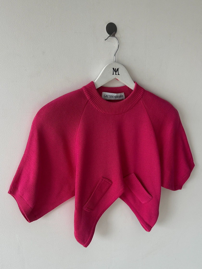 GAETANO NAVARRA - 1990s CROP FIT KNIT TOP WITH V CUT HEM