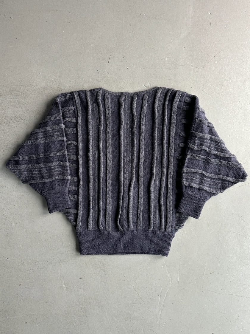 ISSEY MIYAKE - 1980s 3D BATWING SLEEVE KNIT JUMPER