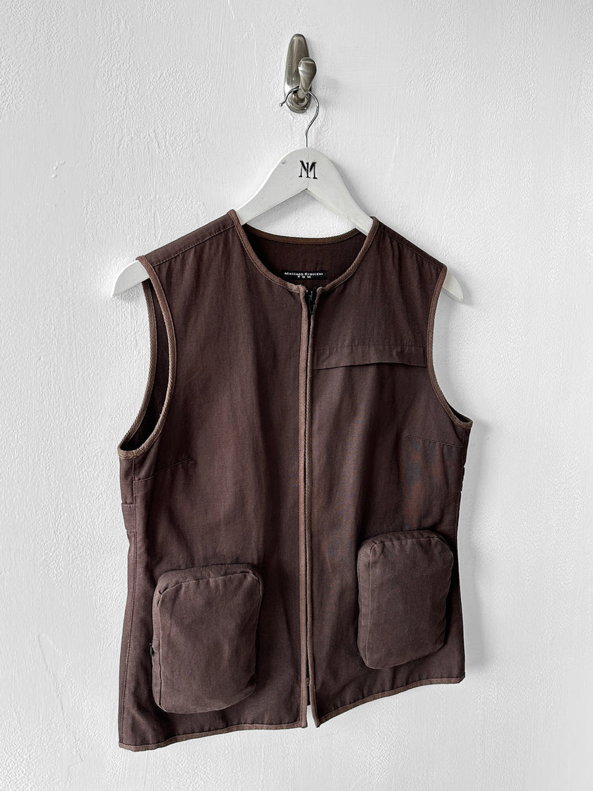ITALIAN LABEL - late 1990s ZIPPED VEST GILET WITH ZIP OFF BACK POCKET PANEL