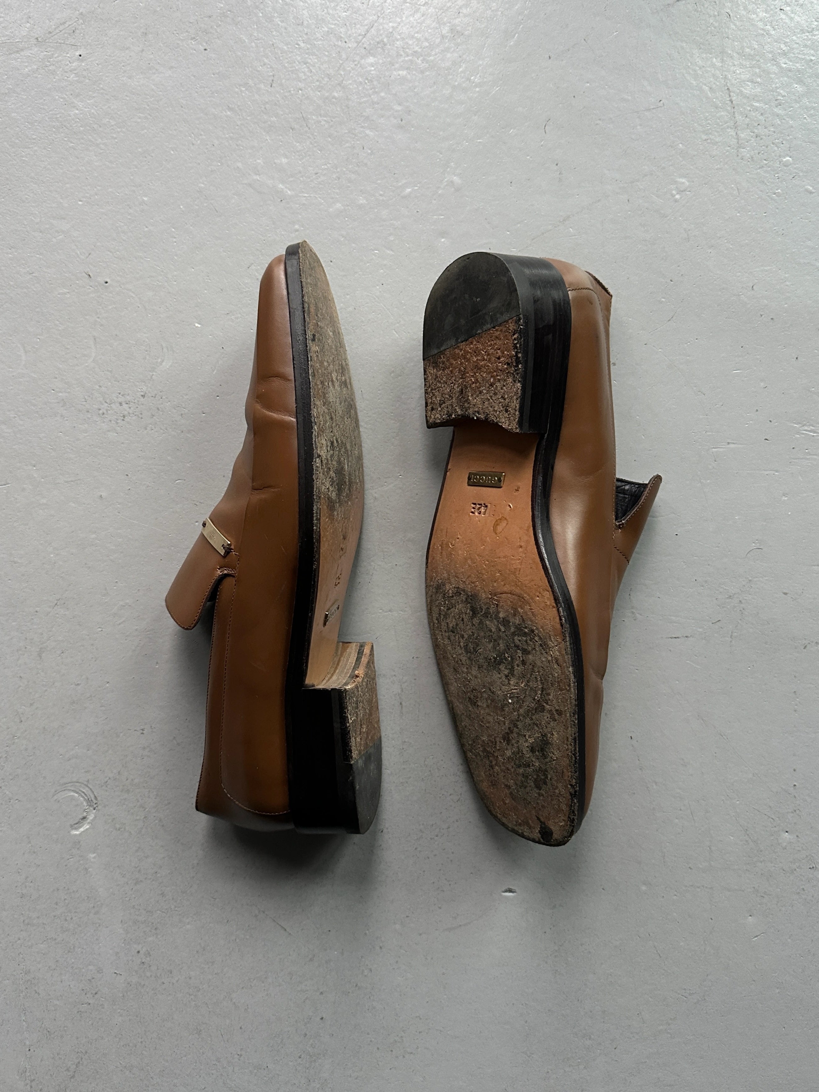 GUCCI - 1990s SQUARE TOE LEATHER LOAFERS