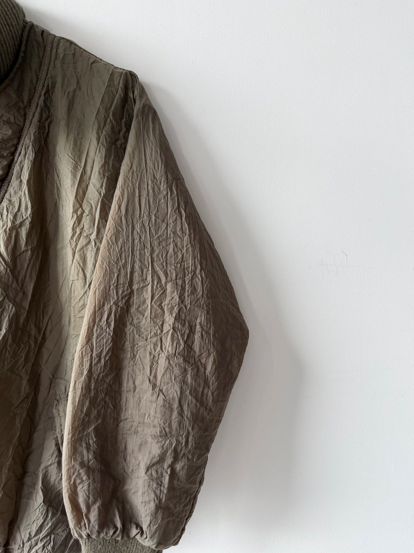 1980s BOXY FIT NYLON JUMPER WITH KNITTED FUNNEL NECK