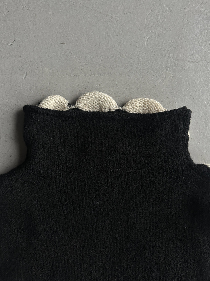 EMPORIO ARMANI - F/W 2002 BUBBLE FRONT HIGH NECK VEST KNIT TOP