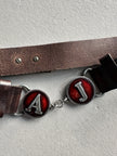 ARMANI JEANS - 1990s LOGO BUCKLE LEATHER BELT