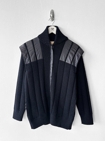J.C. DE CASTELBAJAC X ICEBERG - late 1970s ZIPPED KNIT WITH COATED COTTON DETAILS