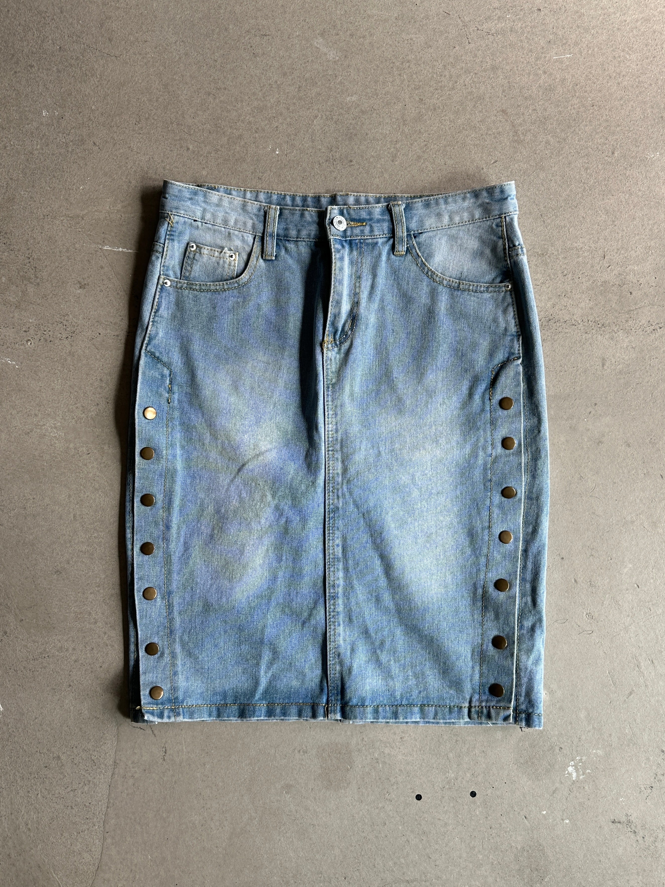 2000s DENIM MNI SKIRT WITH SIDE BUTTONING