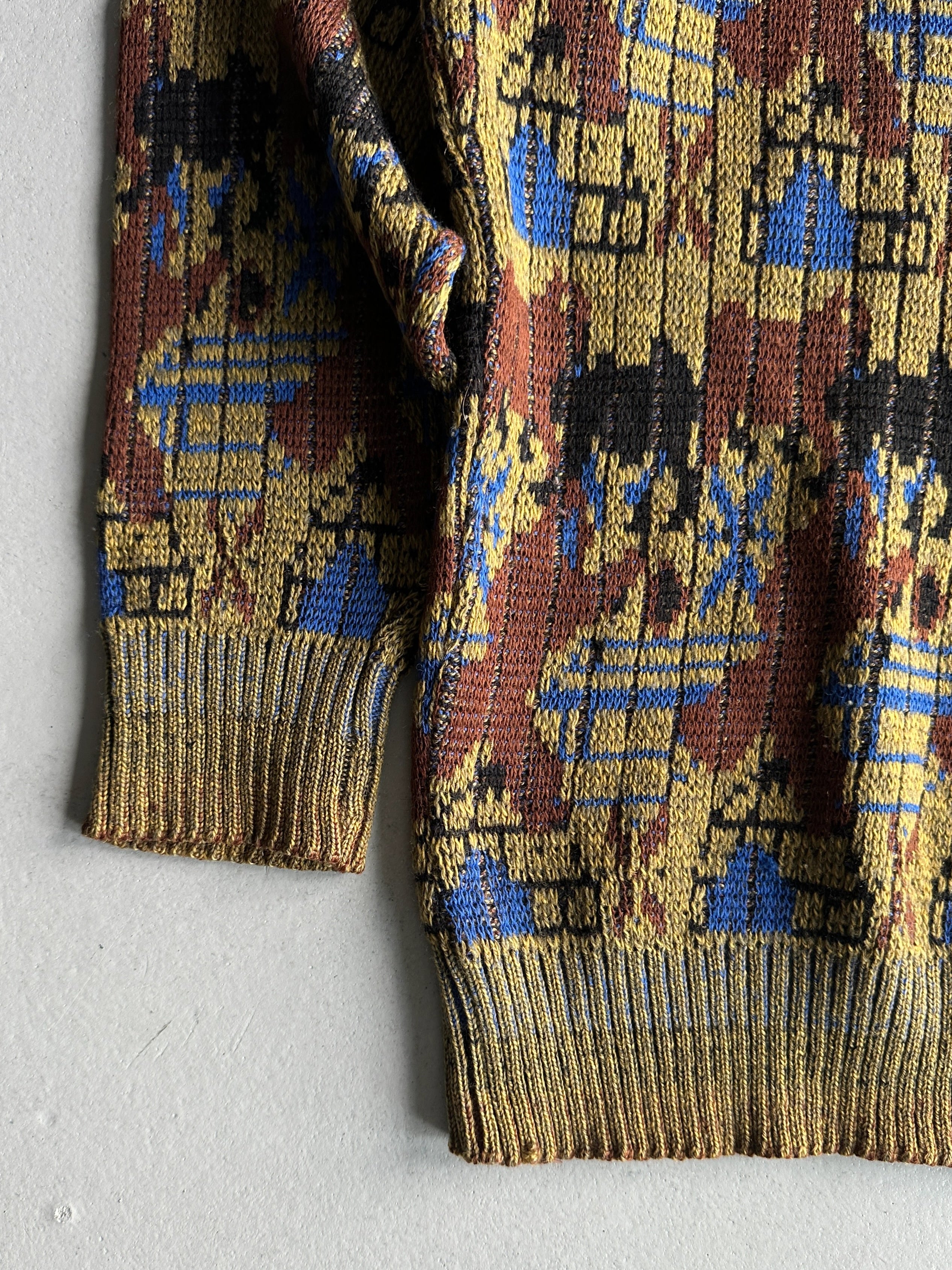 1980s JACQUARD PRINT ROUND NECK KNIT JUMPER