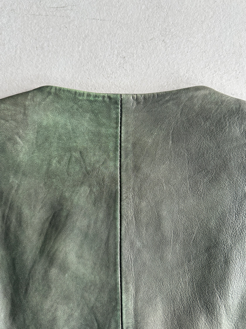 KENZO - 1990s SCOOP NECKLINE LEATHER JACKET