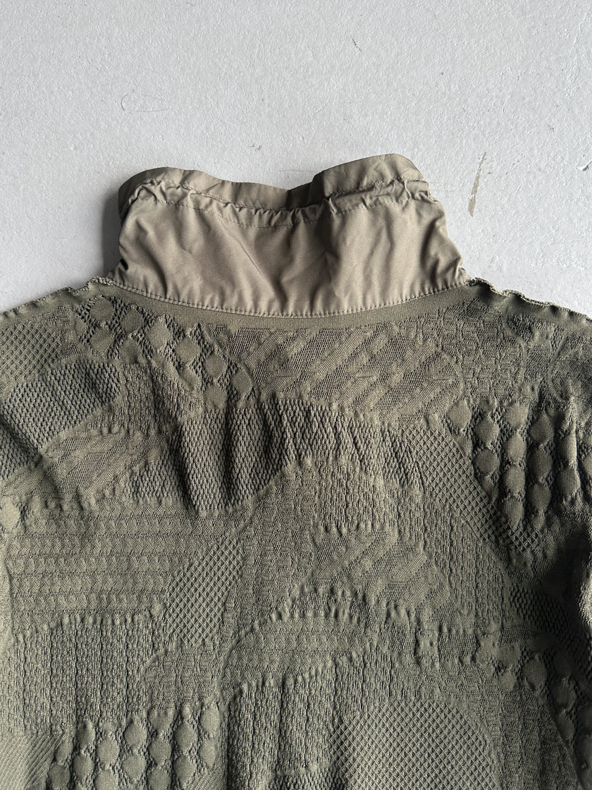 HIROKO KOSHINO - 2000s CONTRASTING NYLON COLLAR AND HEM SEMI TRANSPARENT JACKET