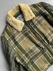 GIANFRANCO FERRÉ - 1980s FUR COLLAR PLAID JACKET WITH CONTRASTING NYLON SLEEVE