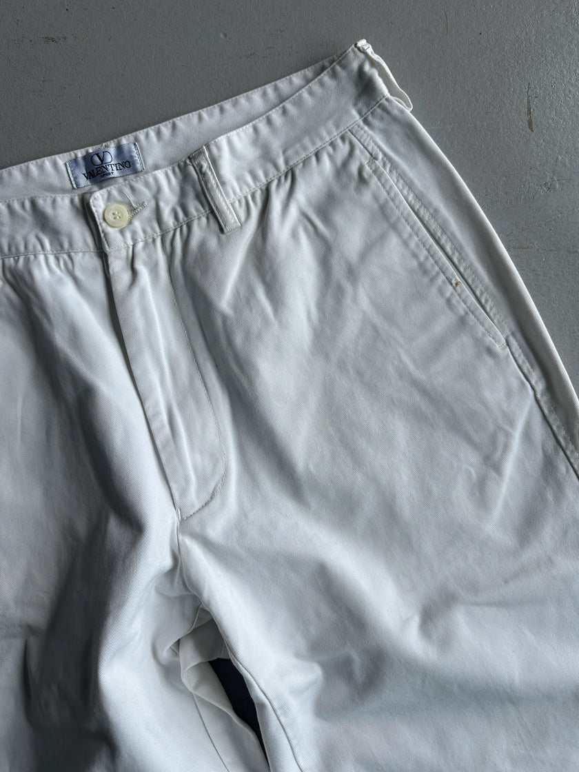 VALENTINO - 1990s STRAIGHT FIT WHITE TROUSERS