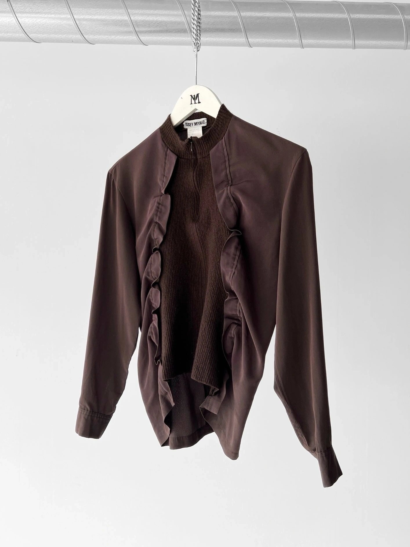 ISSEY MIYAKE - F/W 2007 ASYMMETRICAL RUFFLED FRONT LONG SLEEVE TOP