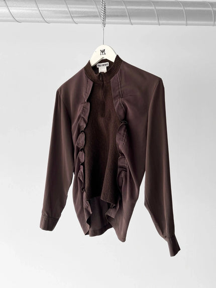 ISSEY MIYAKE - F/W 2007 ASYMMETRICAL RUFFLED FRONT LONG SLEEVE TOP