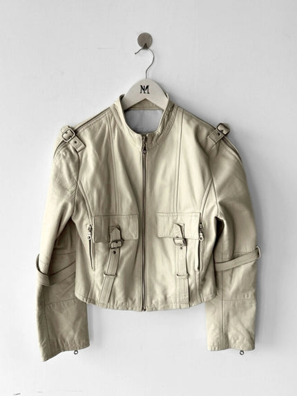 2000s CROP FIT BIKER LEATHER JACKET