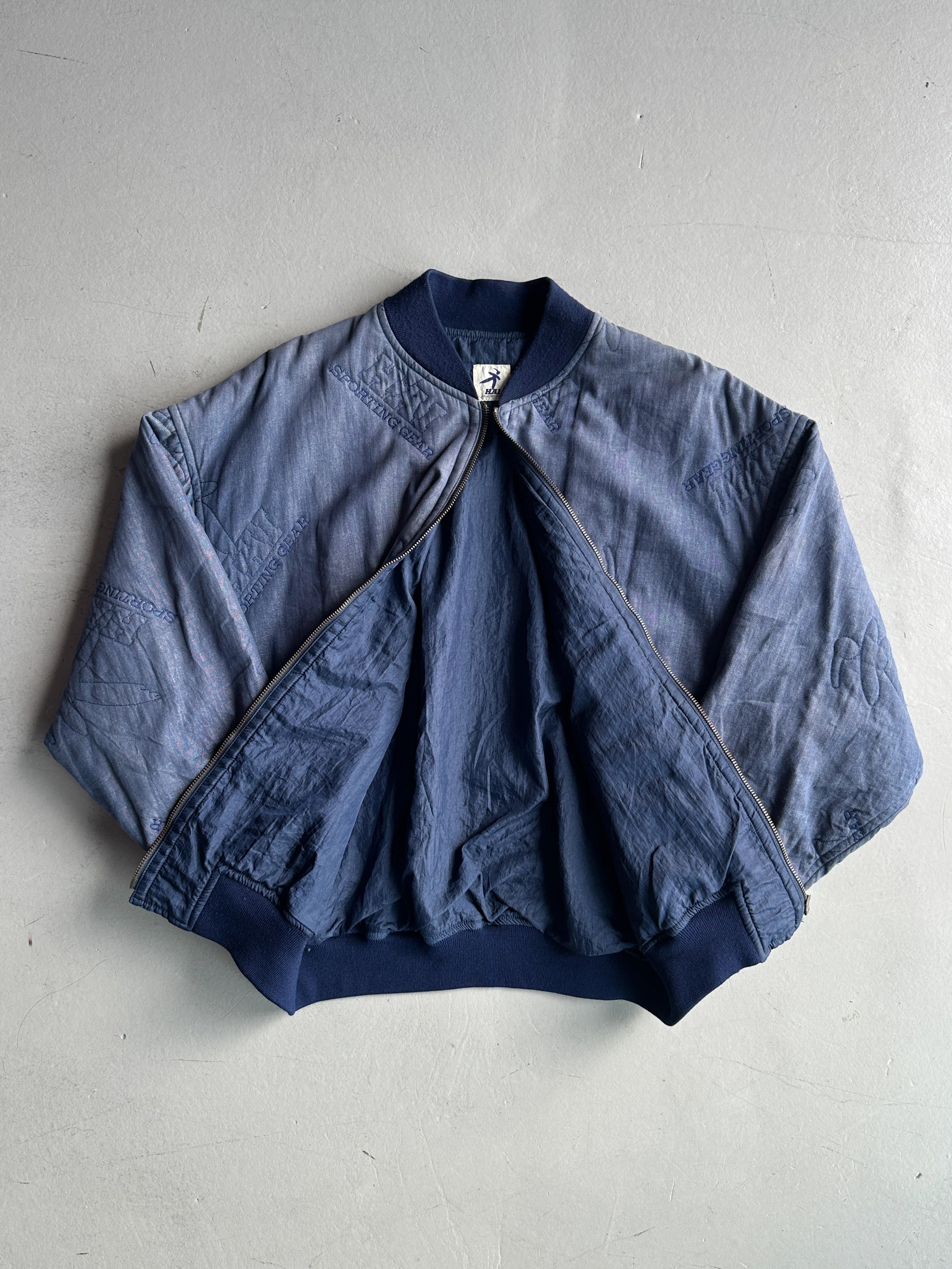 ISSEY MIYAKE HAI - 1980s ALL OVER EMBROIDERED LOGO  BOMBER JACKET