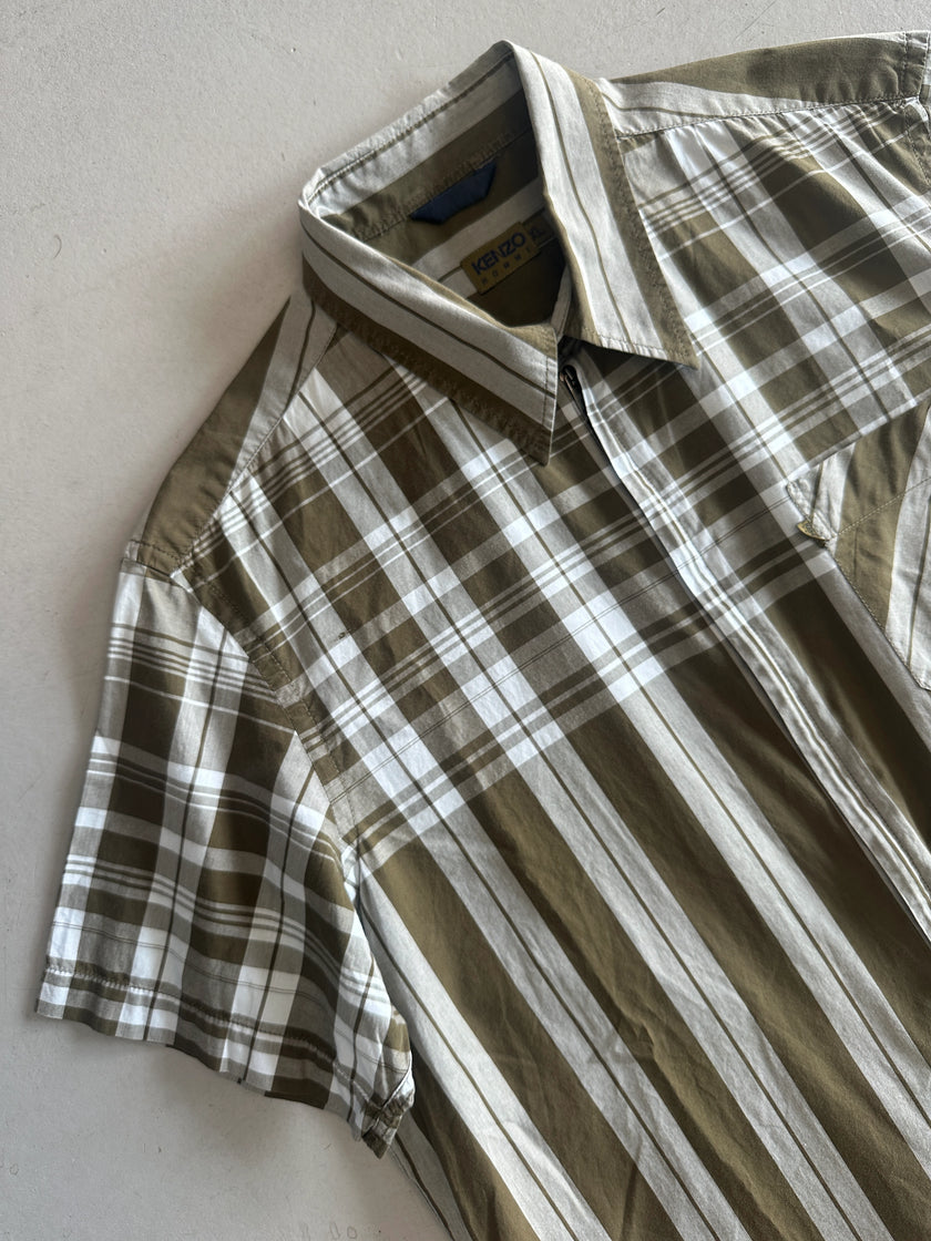 KENZO - 1990s ZIPPED HALF SLEEVE SHIRT