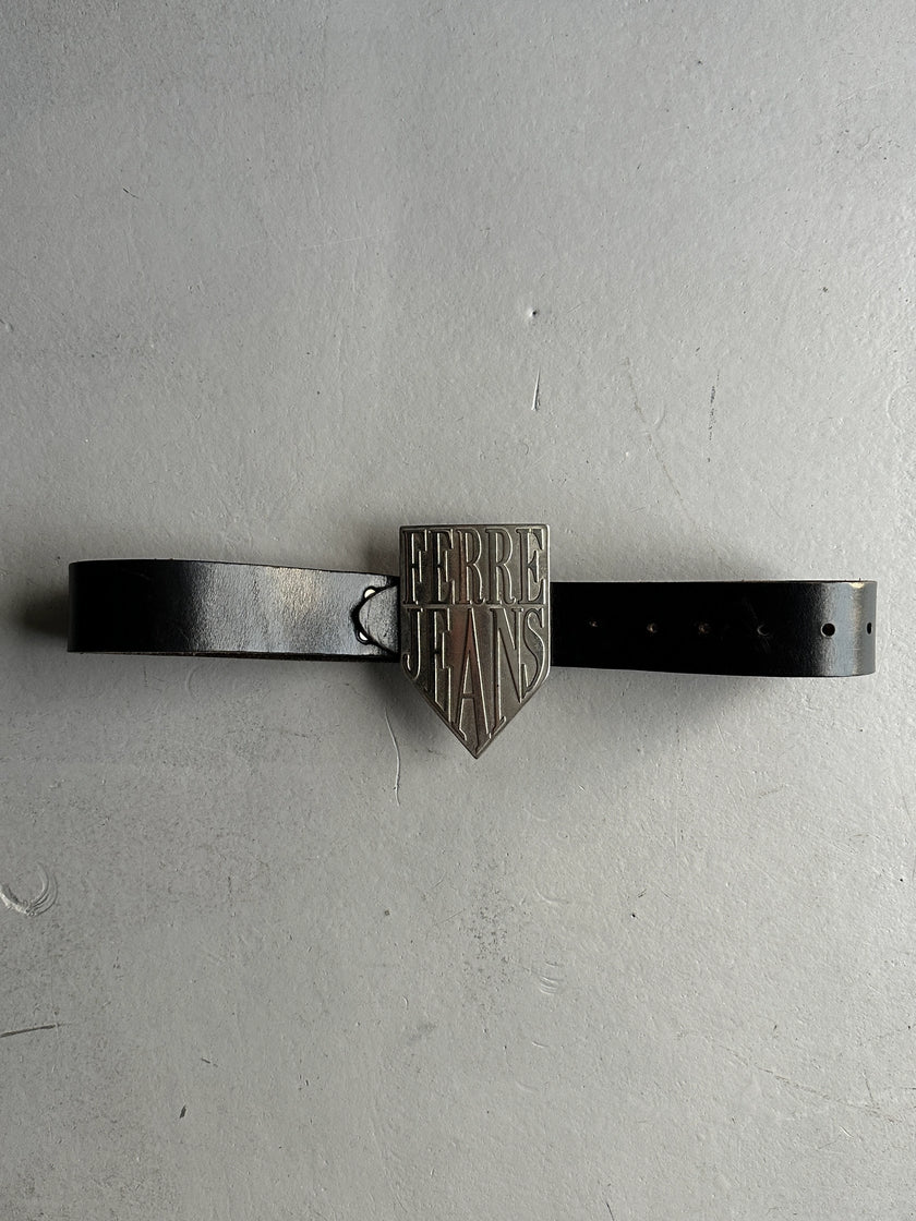 GIANFRANCO FERRÉ - 1990s OVERSIZED BUCKLE LEATHER BELT