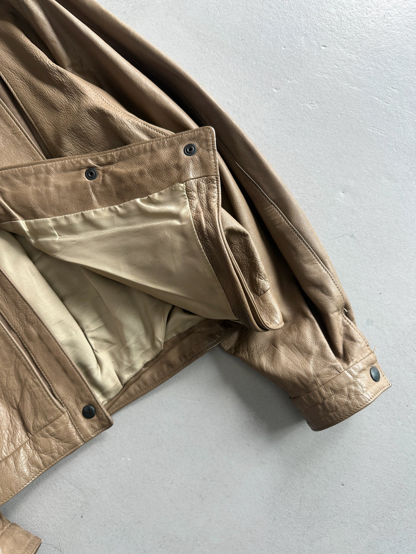 1980s BOXY FIT LEATHER PANELED JACKET