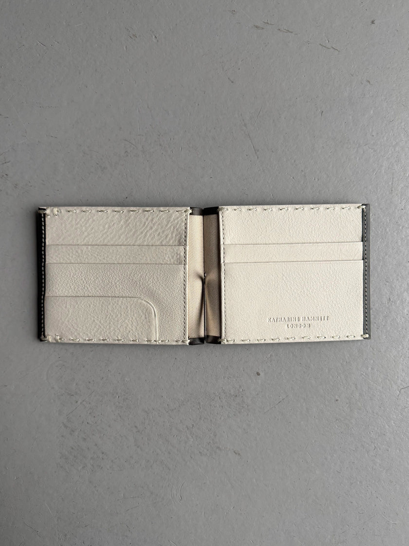 KATHARINE HAMNETT - 1990s LEATHER WALLET WITH STITCHING DETAILS