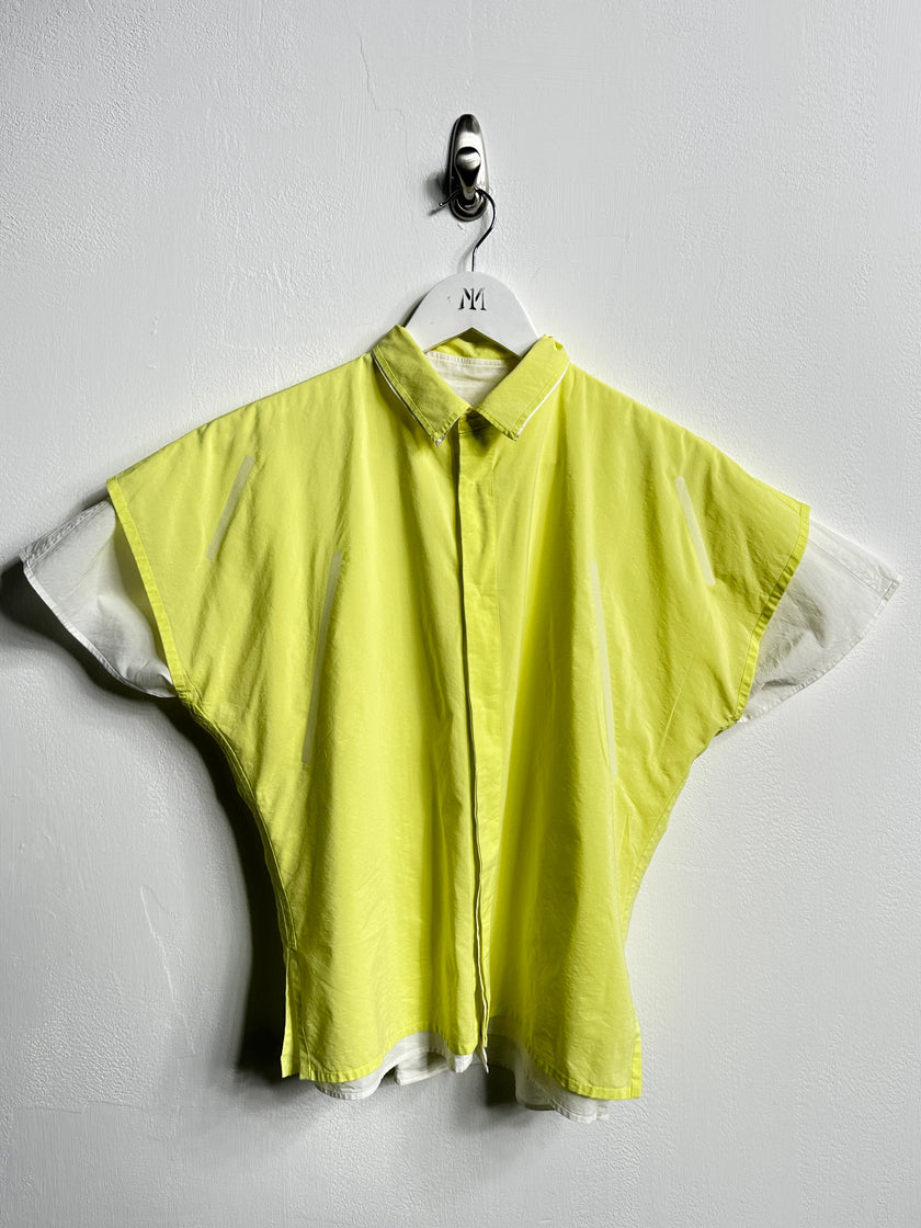 ISSEY MIYAKE - S/S 2014 LAYERED BLOUSE WITH CONTRASTING YELLOW INNERN LAYER