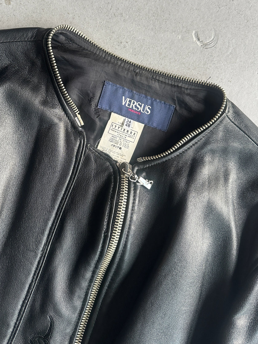 VERSUS VERSACE - early 2000s REMOVABLE COLLAR LEATHER JACKET