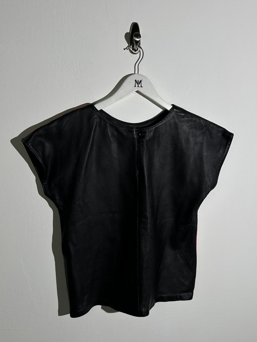 1980s LEATHER TOP WITH CONTRASTING FRONT