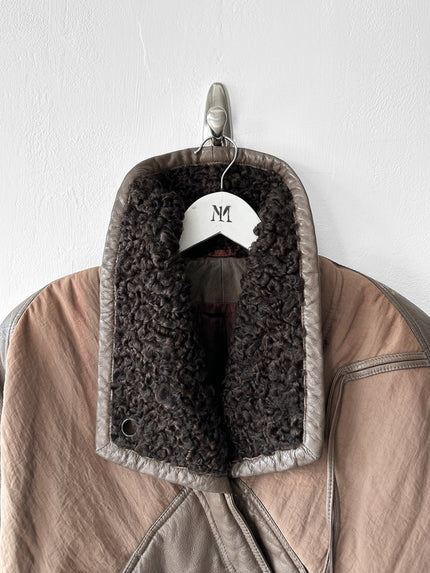 LA MATTA - 1980s PANELED CROP FIT JACKET WITH SHEARLING COLLAR