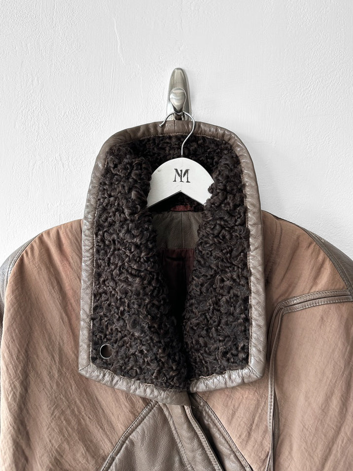 LA MATTA - 1980s PANELED CROP FIT JACKET WITH SHEARLING COLLAR