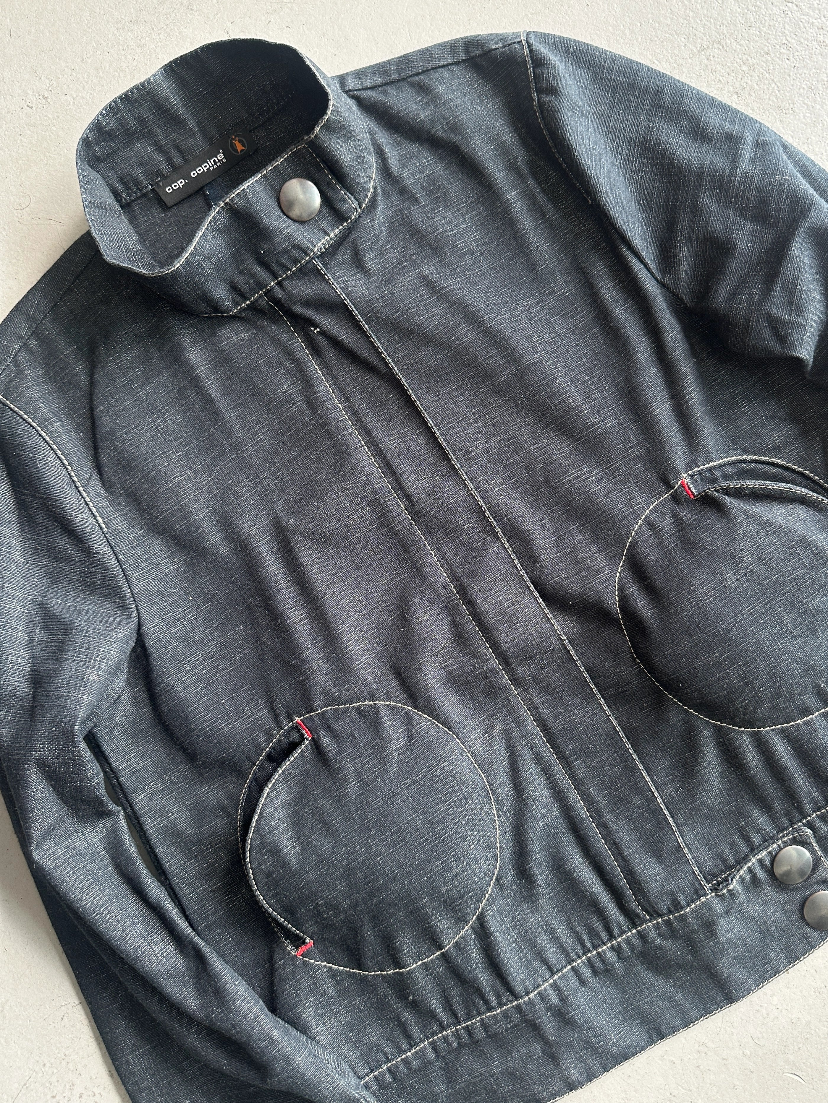 COP COPINE - 2000s CROP FIT DENIM JACKET WITH ROUND POCKETS