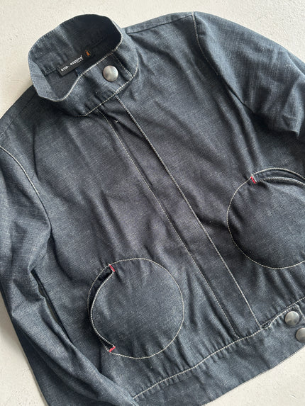 COP COPINE - 2000s CROP FIT DENIM JACKET WITH ROUND POCKETS