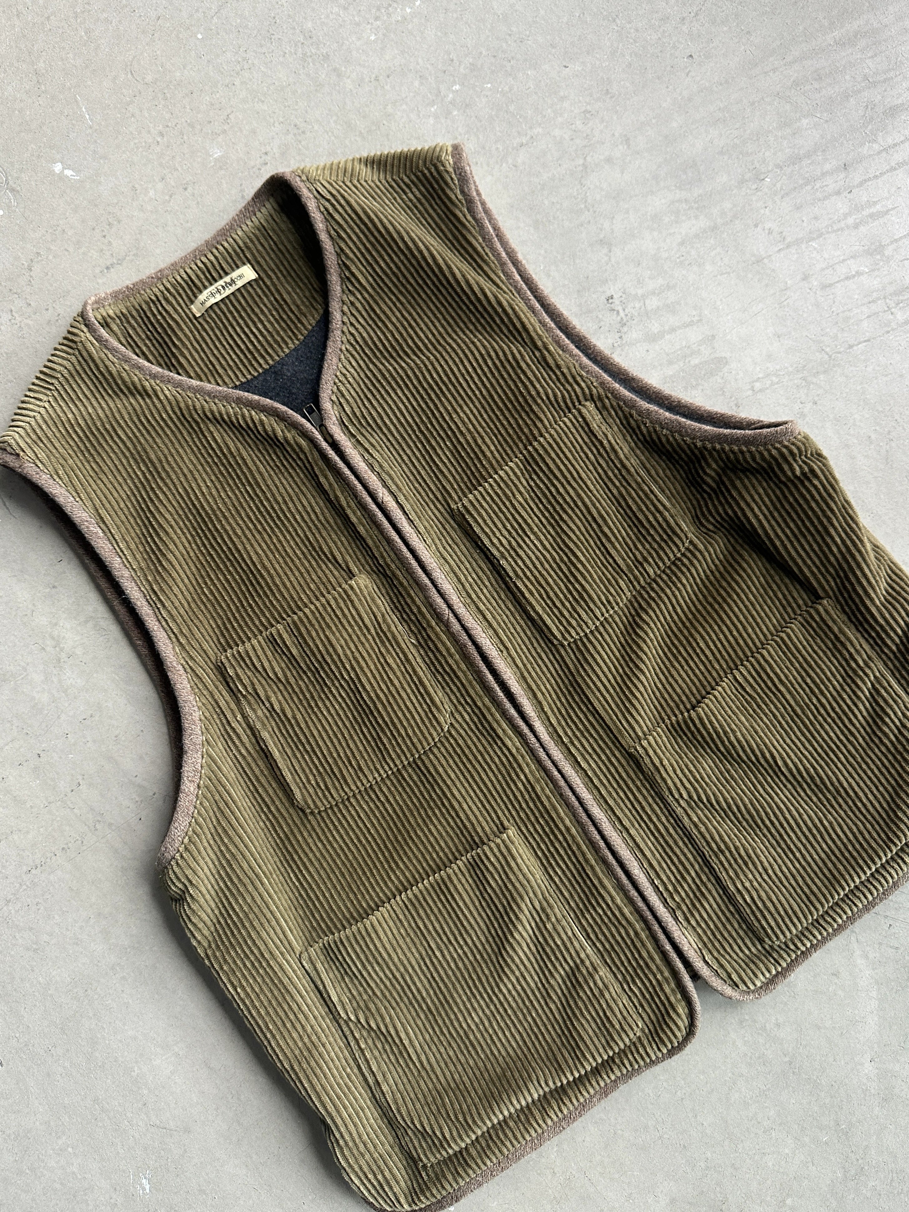 1980s CORDUROY CARGO ZIPPED VEST GILET