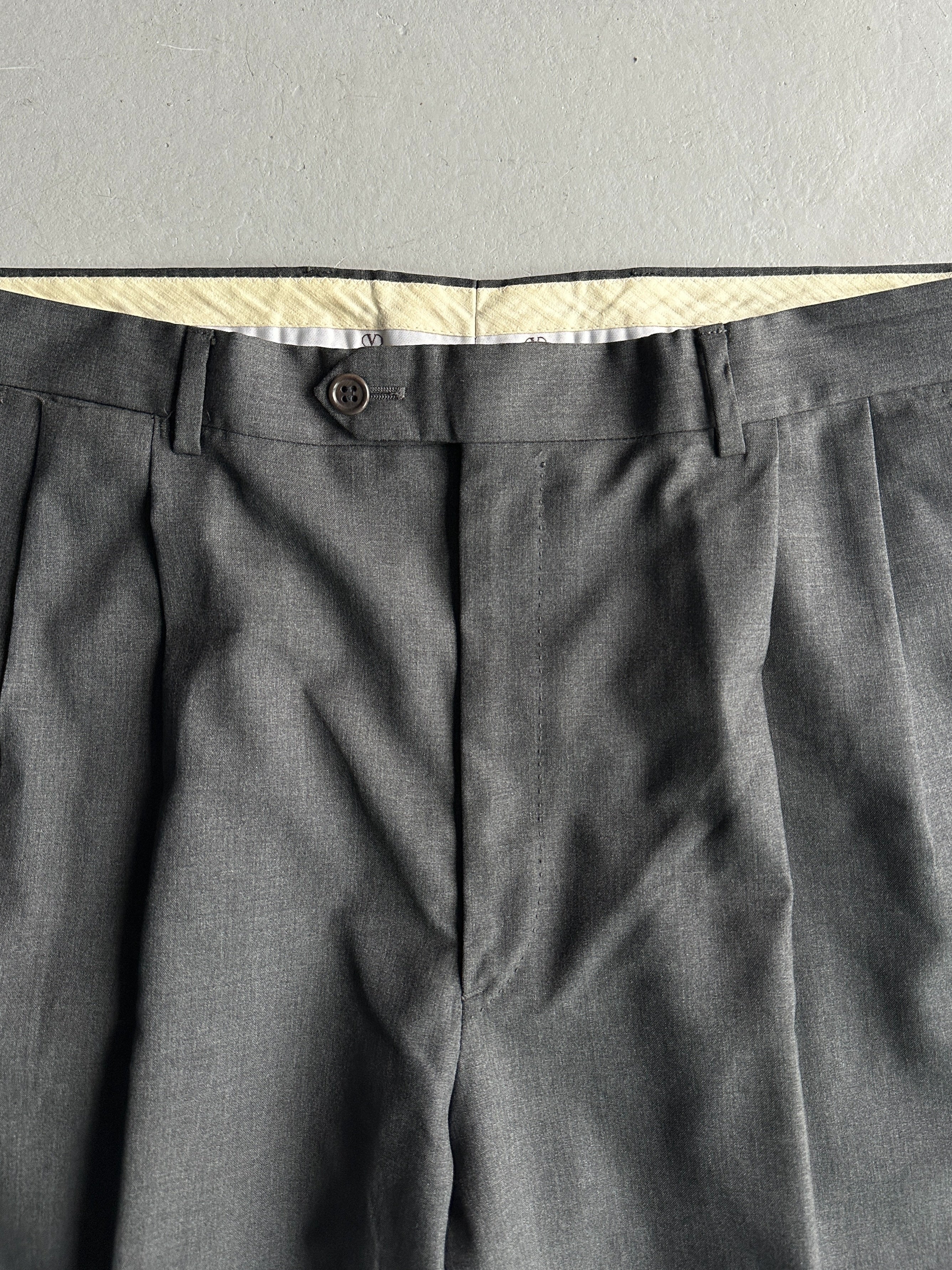 VALENTINO - 1990s TURN UP HEM FRONT PLEATS TAILORED TROUSERS