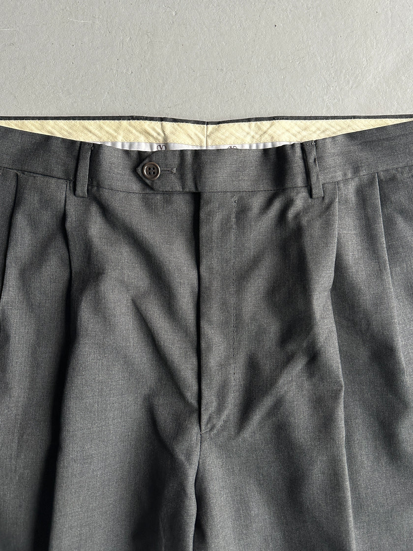 VALENTINO - 1990s TURN UP HEM FRONT PLEATS TAILORED TROUSERS