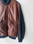 LES COPAINS - 1980s CONTRASTING LEATHER FRONT BOMBER JACKET