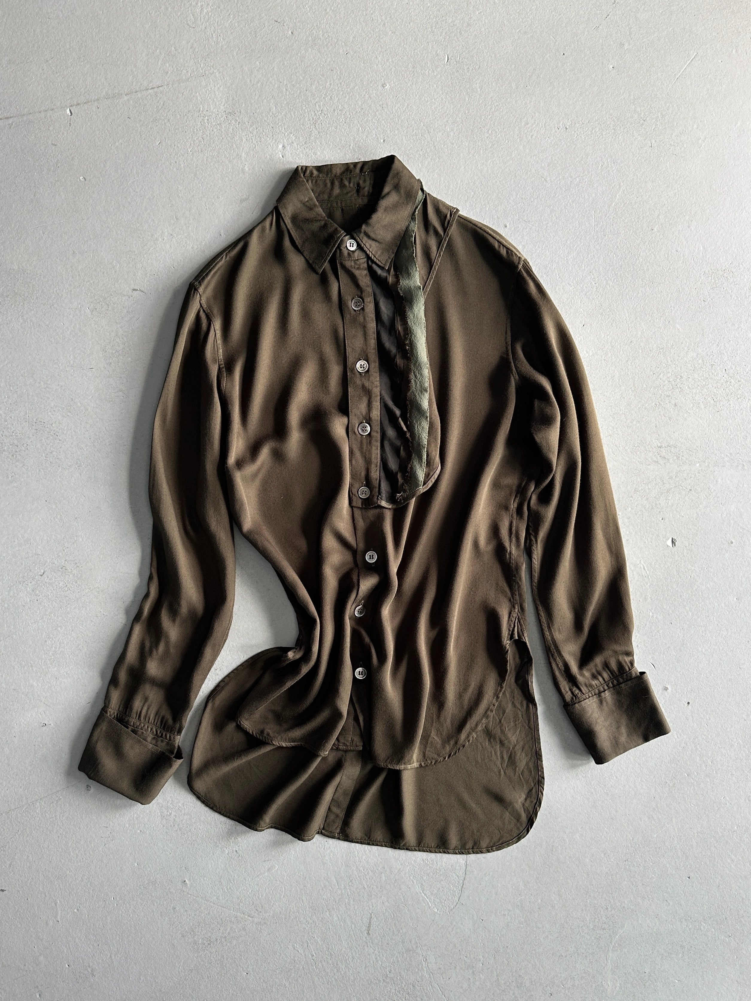 YOHJI YAMAMOTO Y'S - S/S 2001 ASYMMETRICAL SHIRT WITH DETACHABLE DETAIL AT COLLAR