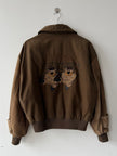 ICEBERG - 1980s BOMBER JACKET WITH CONTRASTING SUEDE SLEEVE AND APPLIQUÉ AT BACK