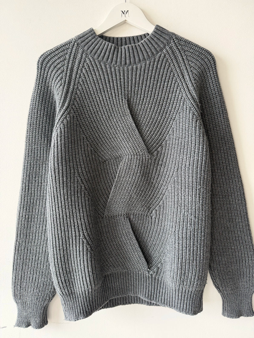 DANIELE ALESSANDRINI - early 2000s WRAP FRONT HEAVY KINT CREW NECK JUMPER