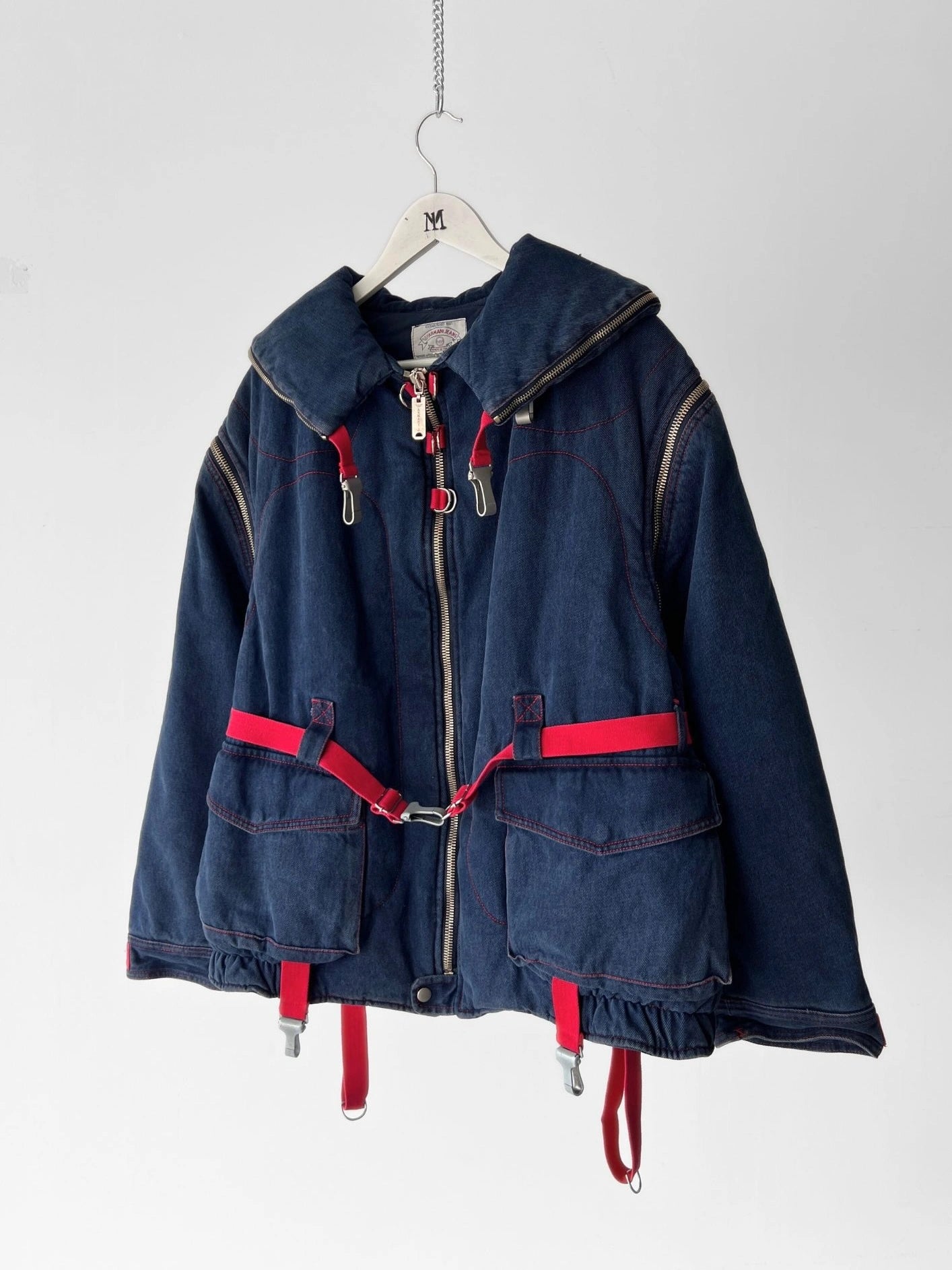 ARMANI JEANS F/W 1993 2 IN 1 BONDAGE DENIM JACKET GILET