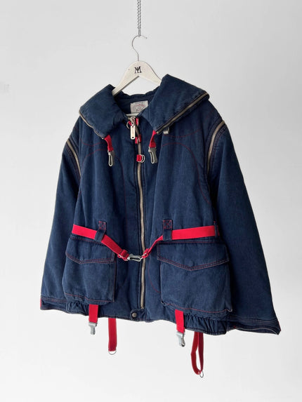 ARMANI JEANS F/W 1993 2 IN 1 BONDAGE DENIM JACKET GILET