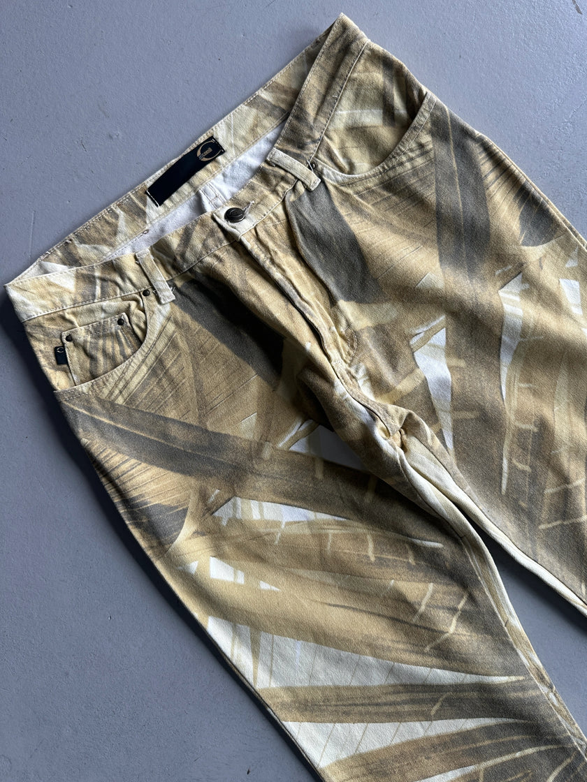 JUST CAVALLI - 2000s HIGH WAIST ABSTRACT PRINT TROUSERS