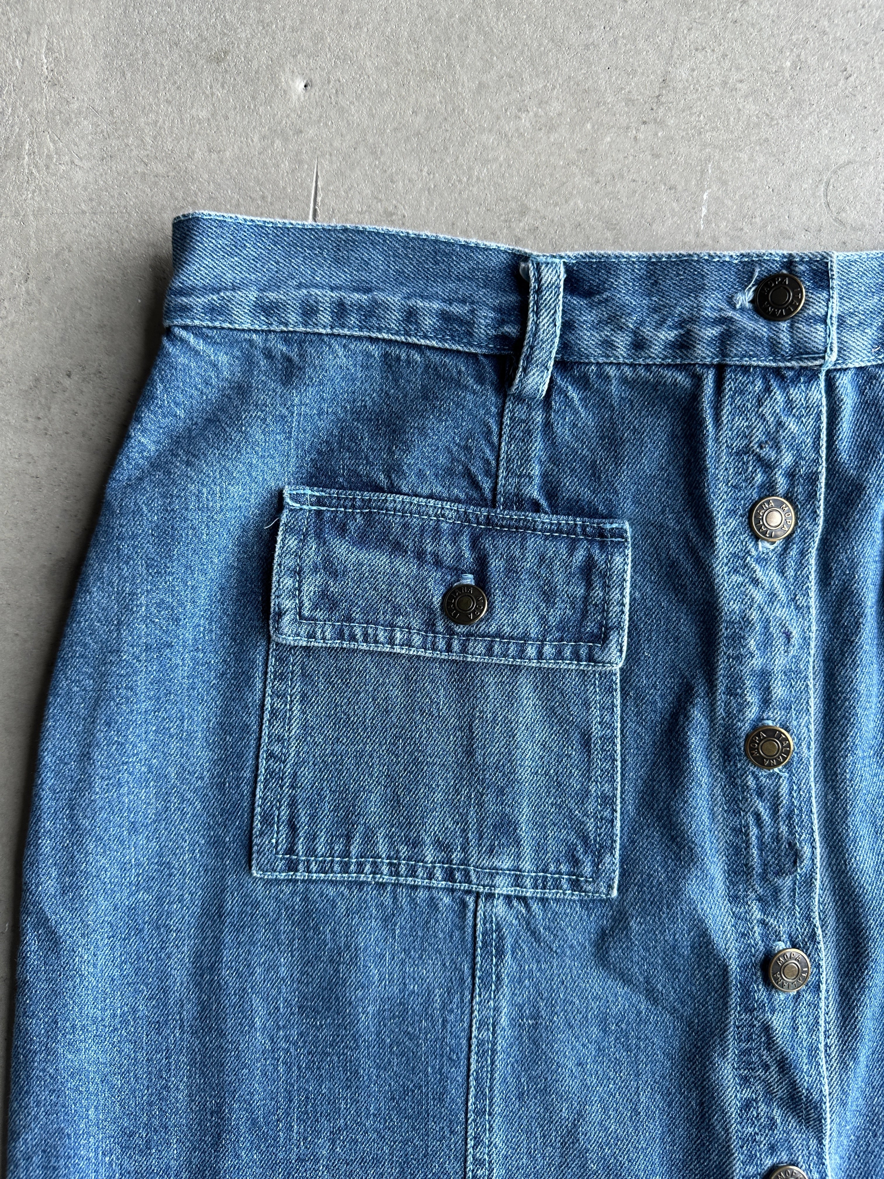 1990s FRONT BUTTONING MAXI DENIM SKIRT